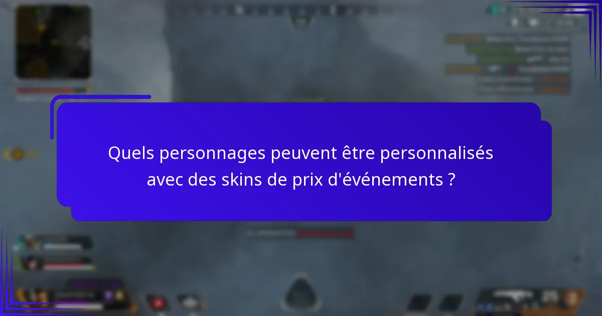 Quels personnages peuvent être personnalisés avec des skins de prix d’événements ?